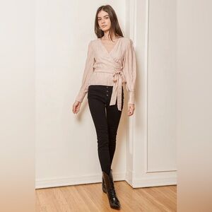LULUS | Staying Sweet Pale Pink Long Sleeve Wrap Top